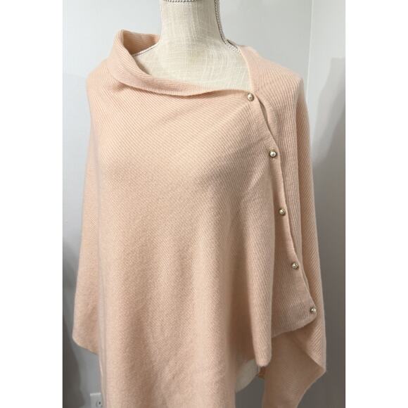 Talbots Size M / L Pure Cashmere Light Pink Blush Poncho Topper Sweater Top - Picture 2 of 3